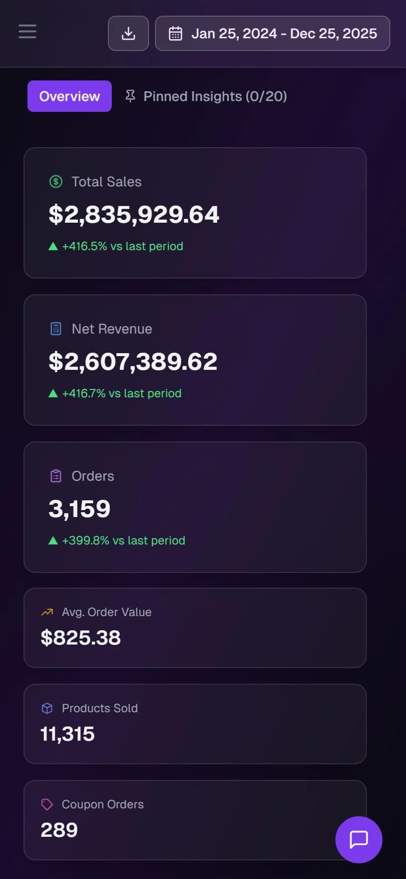 Storita mobile dashboard preview